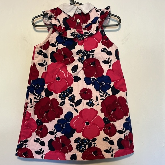 Janie and Jack Pink Floral Dress with White Collar Girls Size 3 - Picture 3 of 5